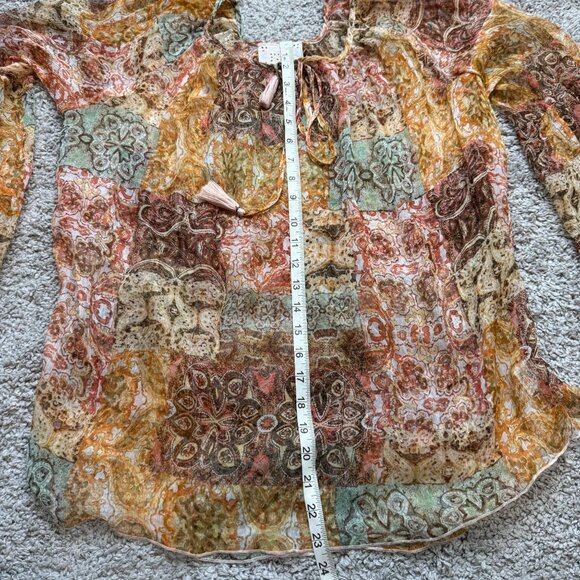 Johnny Was Kanarra Tiered Silk Blouse Flare Sleeves Boho Peasant Size Medium - Picture 4 of 10